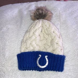 NFL Colts Team Apparel knit Beanie with fuzzy ball. NWOT